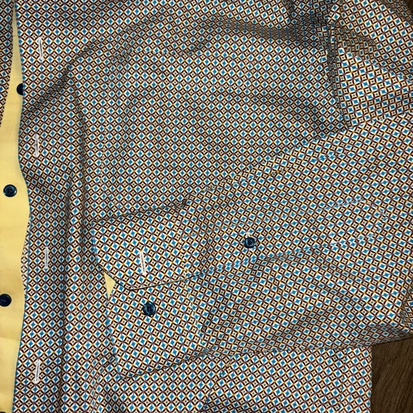 Paul Fredrick Men's Slim Fit Non-Iron Cotton Geometric Print Dress Shirt 17x33 - Picture 4 of 5